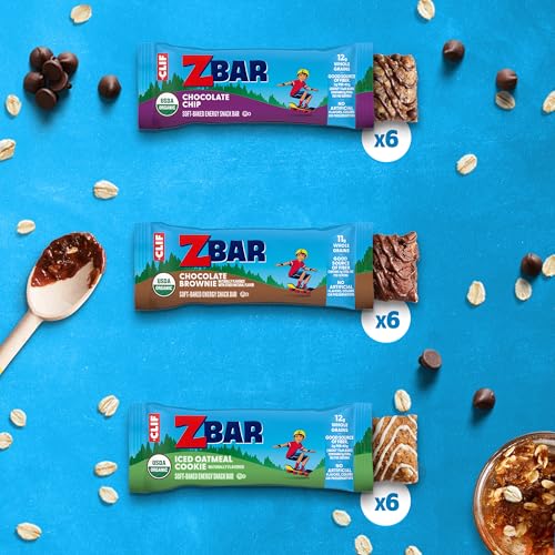 zbar - chocolate chip iced oatmeal cookie and chocolate brownie - variety pack - soft-baked energy snack bars - non-gmo 
