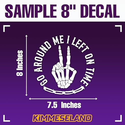 Image of Go Around Me I Left on Time Car Decal Skeleton Funny Saying Mirror Decal Car Accessories Sarcastic Affirmations Vinyl Decal Waterproof 8 Inches Bumper Sticker Gifts for Mom Dad Friend