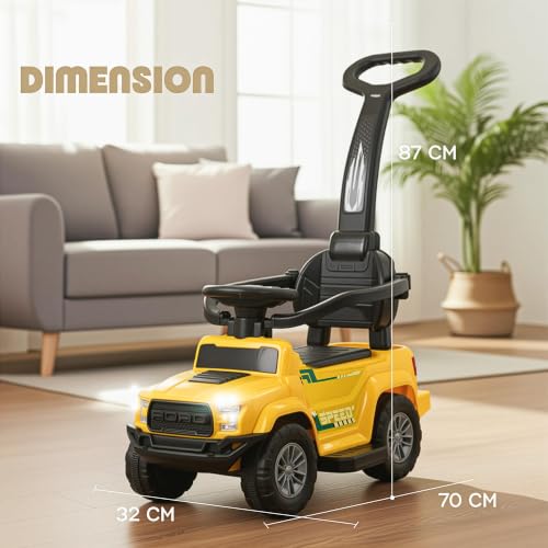 Image of Baybee Roady Pro Ride on Car for Kids | Push Ride on Jeep with Parental Handle & Safety Guardrail | Backrest, Light & Music Rideons Toy Car | Baby Ride on Cars for Kids 1 to 3 Years (Yellow)
