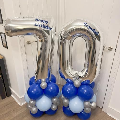 Image of 40 Balloons Silver, Giant Number 4 & 0 Helium Foil Balloon for Women 40th Birthday Decor, 40'' Self Inflating Mylar Number 40 Balloon for Man Anniversary Party Globos De Numeros Decorations Supplies