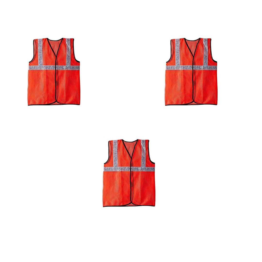 Rahul Professionals Polyester Reflective Waist Coat High Visibility Reflective construction, industrial safety Jacket Orange color (Pack of 3) (B096P2P33G) Amazon Price History, Amazon Price Tracker