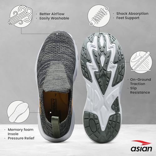 Image of ASIAN Wind Pro-10 Walking Shoes for Men | Slip-On Shoes, Lightweight & Breathable Sneakers