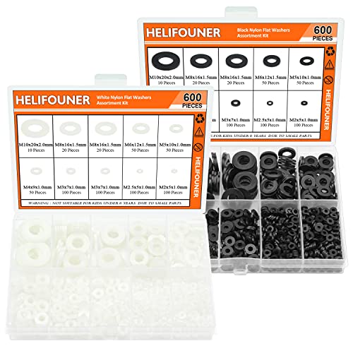 Rondelles plates en nylon isolantes et étanches, kit HELIFOUNER 1200 pièces M2-M10 antirouille
