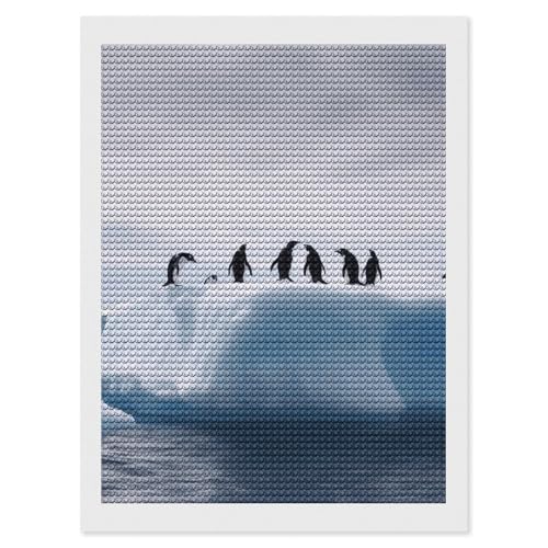 Peinture diamant 5D pingouins idée cadeau originale de loisir créatif pour adultes