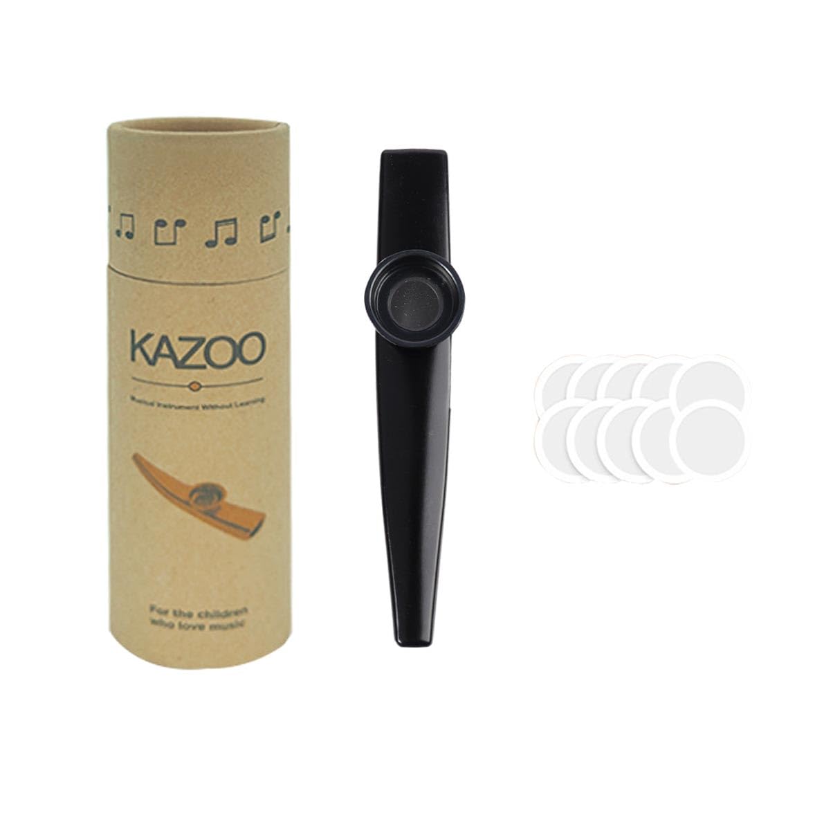 Aluminum Alloy Kazoo with 10 Kazoo Flute Diaphragms a Beautiful Box for Musical Instrument Ukulele Guitar Partners Black
