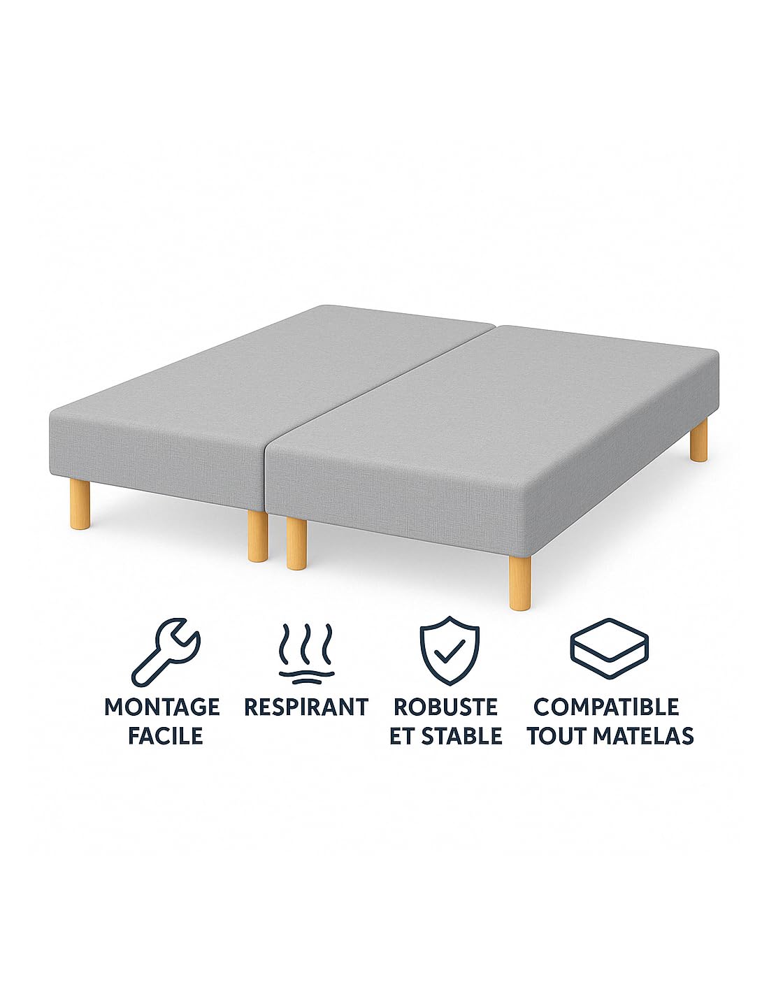 by sommiflex SOMMIER TAPISSIER Gris 100x200x2 cm (200x200) | Fabrication Fran