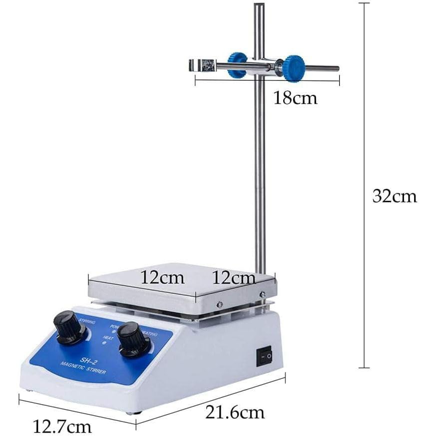 COYEUX Mezclador de Laboratorio de 180 W, con Placa calefactora de 12x12 cm, Velocidad de 0-1600 RPM, para agitar en investigaciones científicas, elaboración de Cerveza casera