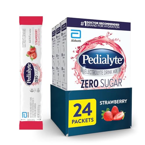 Image of Pedialyte Electrolyte Drink Mix With Zero Sugar | Hydration With Key Electrolytes | Great Hydration Low in Calories | Strawberry, 24 Powder Packets