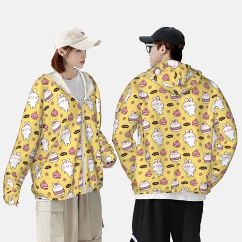 Rabbit Hunger Print Men'S Women Full Zip Sun Protection Long Sleeve Sun Shirts For Men Hiking Fishing-4