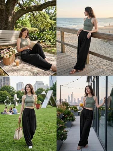 Image of GRECIILOOKS High Waist Polycotton Trousers for Women - Flared Parachute Pants with Side Pockets | Casual Travel Cargo Pants (Available in Plus Size and Value Pack)