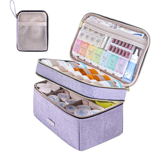Image of Lexeeco Travel Medicine Pill Bottle Organizer Bag with Portable Small Pouch
