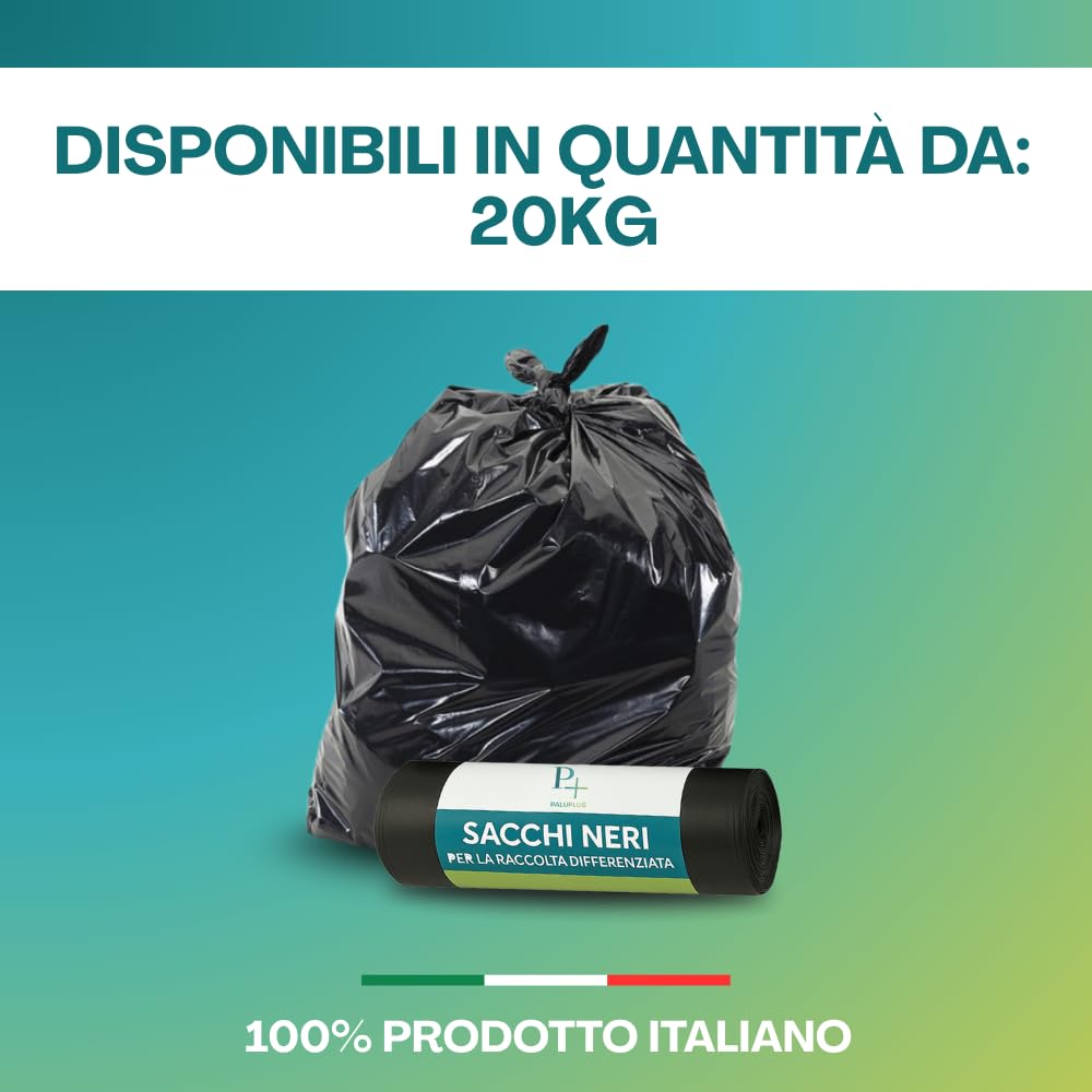 Virsus 20 Kg di Sacchi Neri per Spazzatura Ultra Resistenti 90x120 cm, Sacchi Condominali ad Alto Spessore per Spazzatura di Grande Resistenza