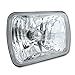 Octane Lighting 7X6 Crystal Clear Glass Lens Metal Headlight H4 Halogen Light Bulb Headlamp Pair