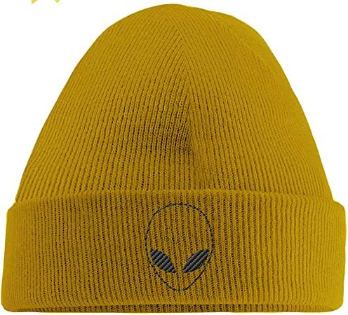 Hippowarehouse Alien Head (Pocket) Embroidered Beanie Hat Black with Stitch