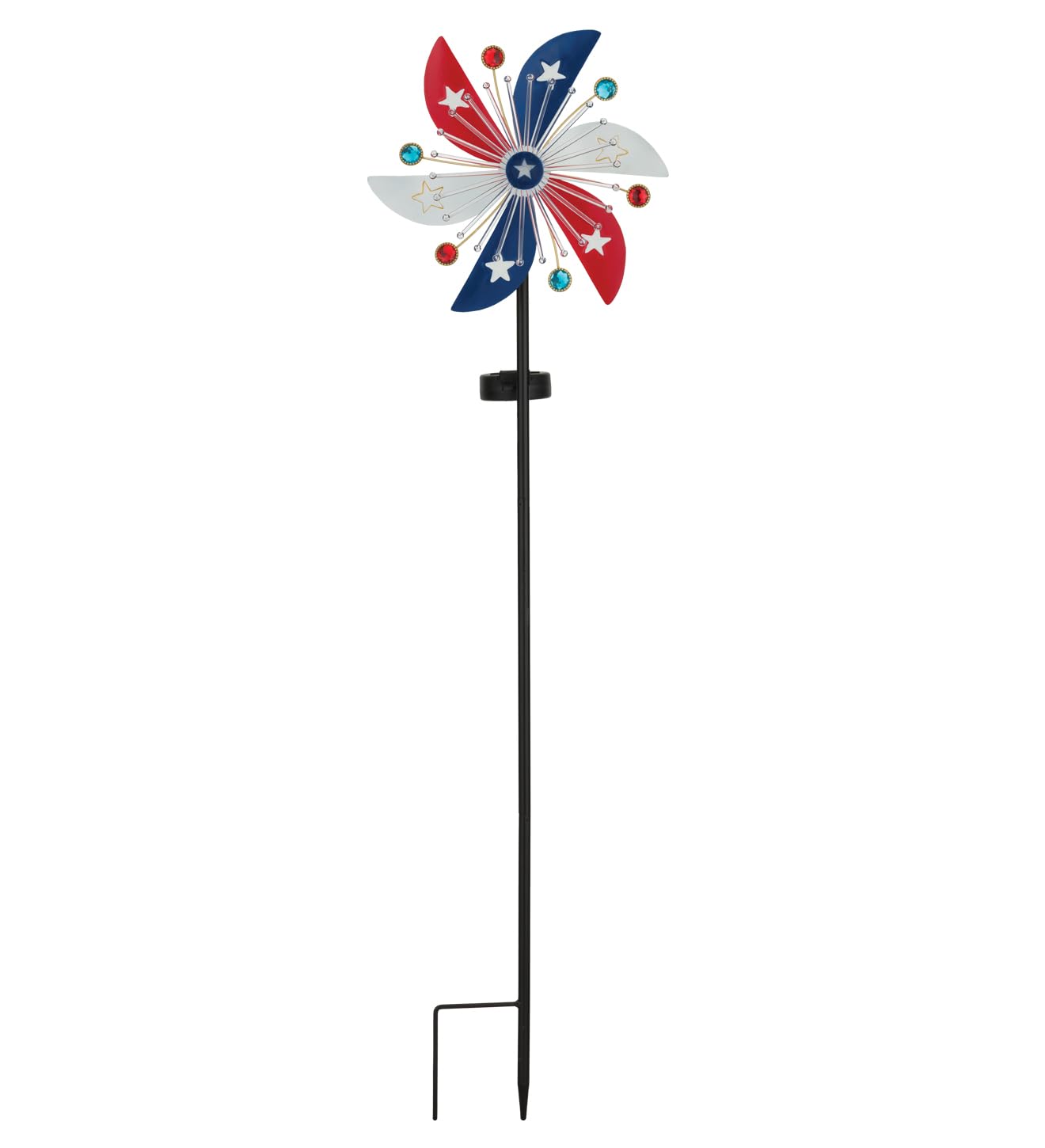 Regal Art & Gift Americana Spinner - Girandola a energia solare, in metallo, patriottica, con luce LED, resistente alle intemperie, decorazione da giardino per cortile e patio all'aperto, girandola