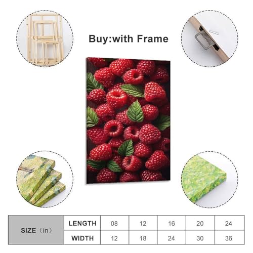 Poster mural framboises rouges ZHOUKEG pour raviver un mur blanc salon - 2