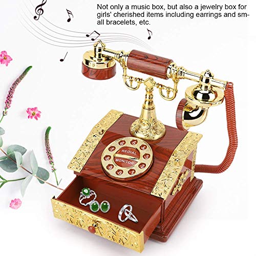 Image of AUGEN Exclusive Music Box Musical 360 rotatable Carousel Children's Wooden Men and Women Birthday Creative Christmas Valentine's Day Gift Home Decoration (Telephone)