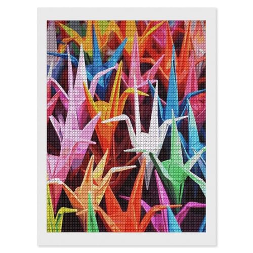 Broderie diamant grue origami FodPand strass carrés anti-stress pour occuper vos soirées à la maison