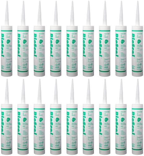Image of Clear BioSeal 100% Silicone Sealant Caulk Kitchen and Bath Grade, Waterproof and No Odor No Color Change 10.1 Ounce Cartridge, 18 Clear Tubes Set