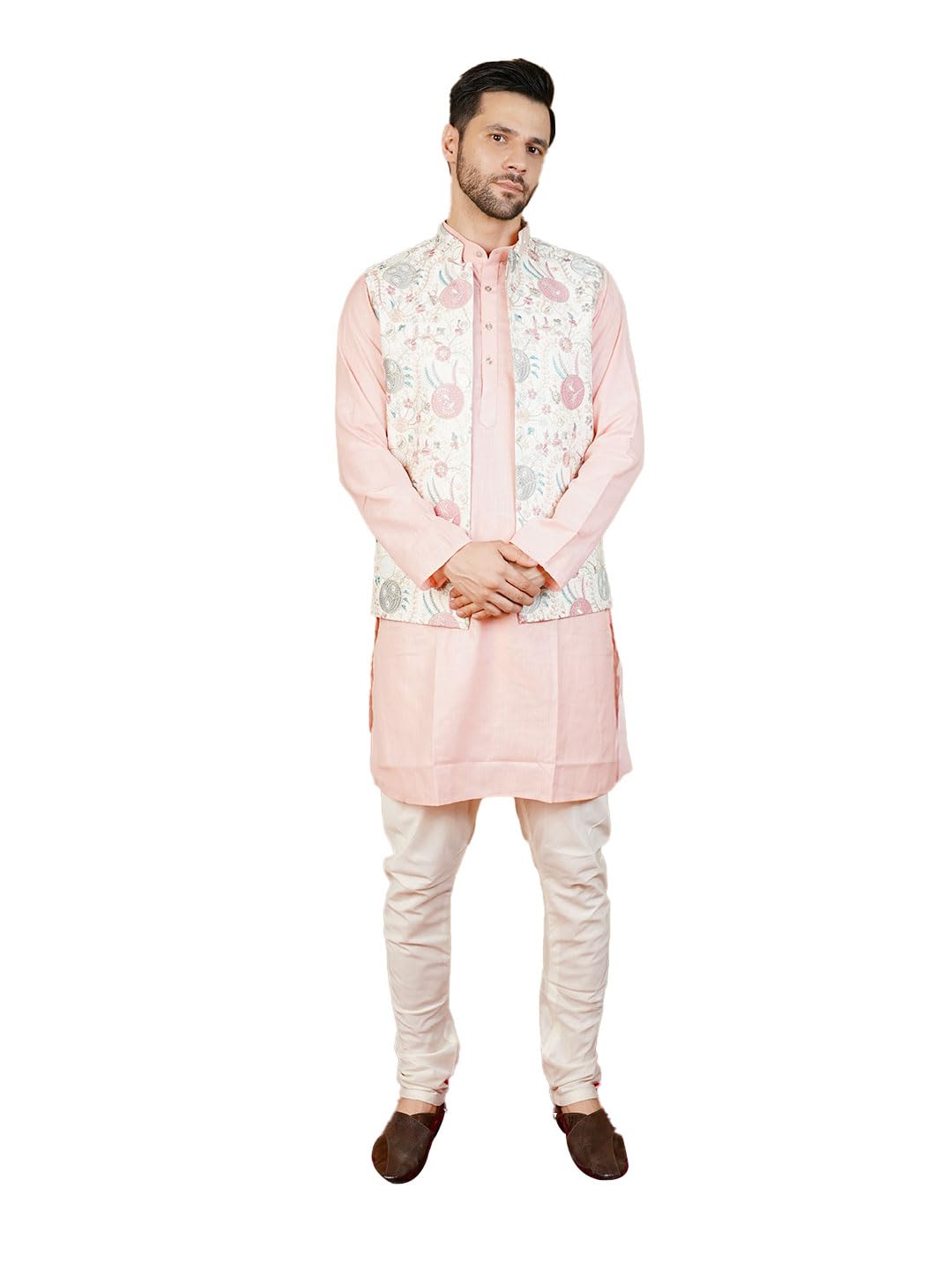 wintage Men's Rayon Emrbroidery White Waistcoat-picture-24
