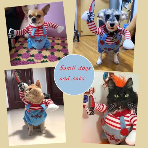 Halloween Kostüme für Hunde Katze, Deadly Doll Verkleidungen für Haustier, Hund Lustige Kostüme für Halloween, Weihnachten, Partys, Cosplay (S)