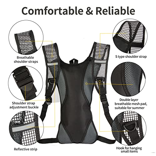 Hydration Pack Backpack, Water Backpack with 2L Bladder, for Hiking, Insulated Suitable Cycling, Running, Rock Climbing and Other Outdoor Activities, black - Image 3