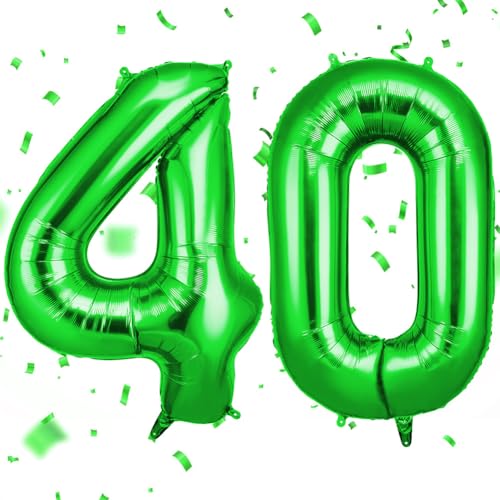 OFFCUP Palloncini Compleanno Verde 101 CM, Palloncino Numero 40, Foil
