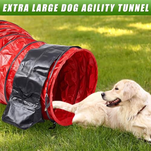Image of 24 in 10 Foot PVC Dog Agility Tunnel with Sandbags Red