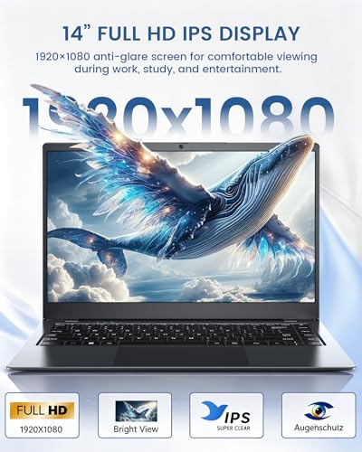 Image of Laptop, 8GB RAM, 128GB, Pentium 6500Y (Up to 3.4GHz, Beat Celeron) | 14 Inch FHD IPS Screen, Lightweight Laptops for School & Work, Dual USB C, USB 3.2, HDMI, WiFi
