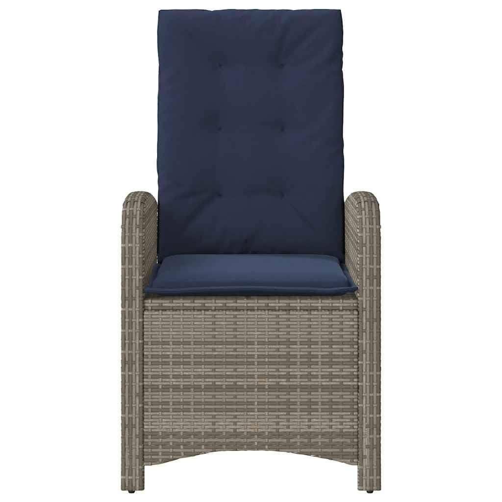 Poltrona da giardino con cuscino, 2 pezzi, schienale regolabile, grigio, polyrattan PE intrecciato, rivestimento rimovibile, telaio in acciaio per esterni Relax