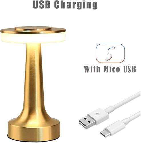 Miniatura 3 de Lámpara de mesa LED portátil con sensor táctil, brillo de 3 niveles, batería recargable de hasta 48 horas de uso, luz nocturna para guardería,