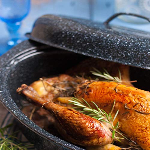 Granite Ware 0508-2 15-Inch Covered Oval Roaster, Bundle Gallette Cuisine Food Scale, Turkey Baster, Meat Thermometer, Meat Injector Roasting Pan Holidays Dinner 5 Piece Bundle - Thumbnail 7