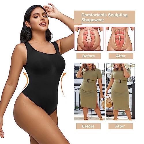 Shaperx Bodysuit For Women Tummy Control Shapewear Sleeveless Seamless Sculpting Thong Body Shaper,Sz5238-Black-4Xl/5Xl #TOP4