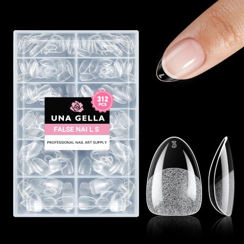 UNA GELLA Extra Short Almond Nail Tips 312pcs XS Short Almond Gel Nail Tips