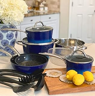 Induction Cookware Set - Granite Hammered Saucepans and Pans Non-Stick