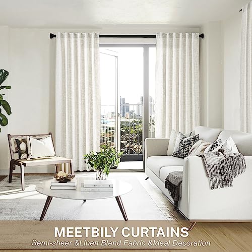 Meetbily Curtains Panels For Back Tab Semi Sheer, Linen Textured Drapes Rod Pocket, Flax Curtains For Farmhouse/Bedroom/Living Room/Window (2-Pack, 50 X 84 Inch, Natural) #TOP5