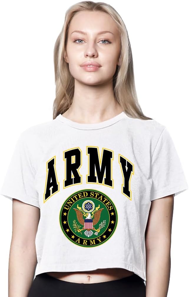 Women's US Army Cotton Cropped Tee Shirt - Made in The USA