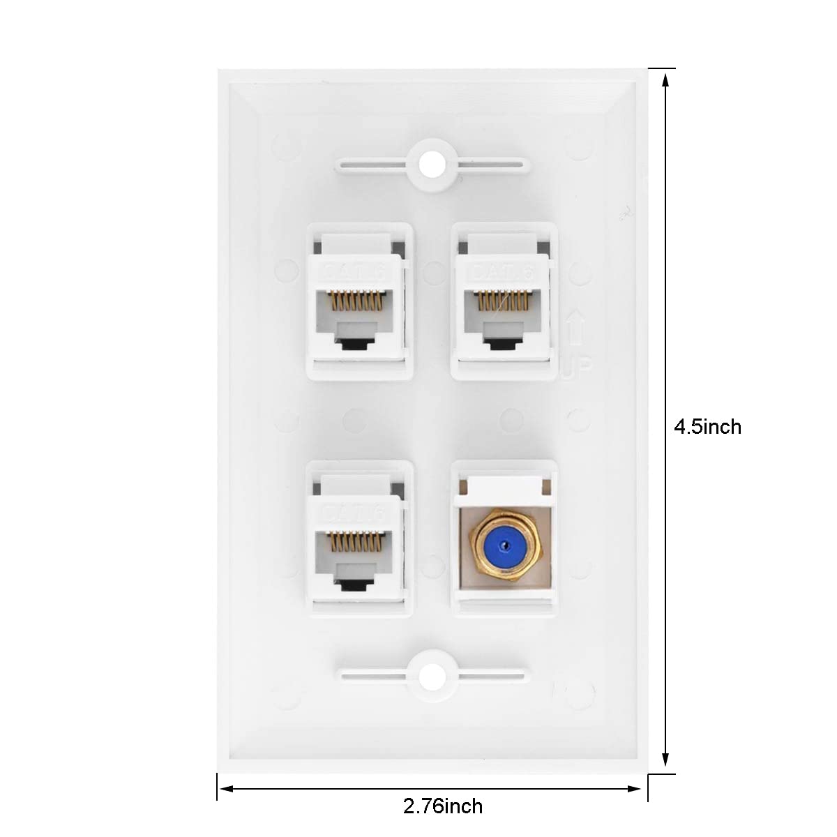 Plaque murale coaxiale Ethernet, 3 ports Cat 6 RJ45 Keystone et 1 port TV coaxial type F prise murale Keystone