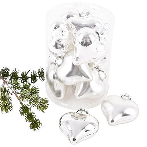 Dadeldo Living & Lifestyle Weihnachtskugel Herz Premium 10er Set Glas...