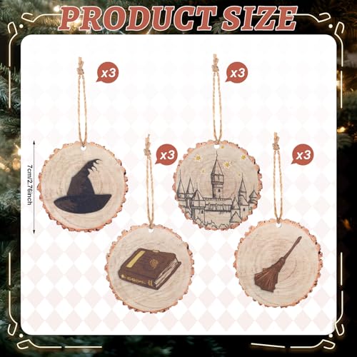 Image of Soulchen 12 Pcs Magical Wizard Party Decor Wizard Magic Lover Gifts Wooden Vintage Magic Hat Book Castle Broom Hanging Ornaments Sign for Room Home Birthday Party Decoration