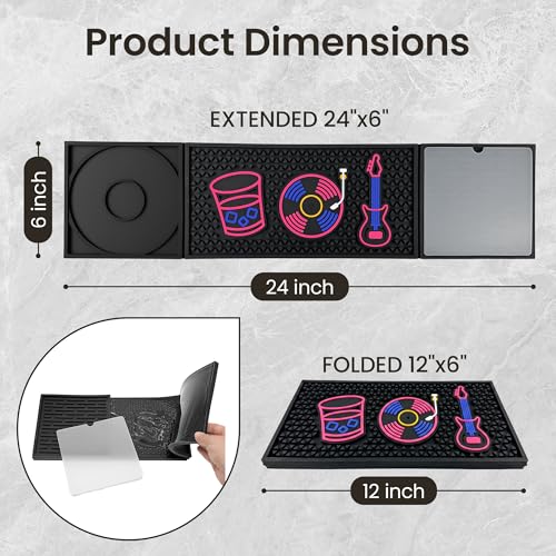 WZGUSXN 3-Fold Bar Mat with Cutting Board, 24" x 6" Heavy Duty PVC Cocktail Bartender Mat, Non-Slip Foldable Rubber Spill Mat for Home Bar, Portable Cocktail Station Countertop Protector(CD) by WZGUSXN - Used condition - Image 3