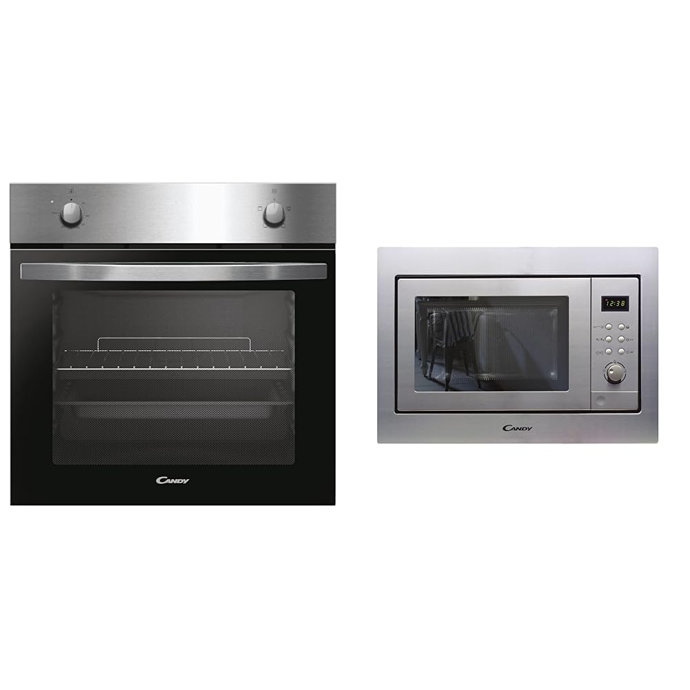 Candy Idea FIDCP X200, Horno Estático, 70L, 2400W, 1 Bandeja y 1 Rejilla, Ventilación Radial & Microondas Integrable con Grill, 20L, 1250W, 8 Funciones, Digital, 8 Programa