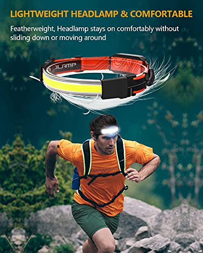LED Headlamp Rechargeable, 1000 Lumen 230° Wide Beam LED Head lamp with Red Taillight, Super Bright LED Running Headlamp for Runner, Waterproof Lightweight Headlamps for Camping Hard Hat Running,2Pack