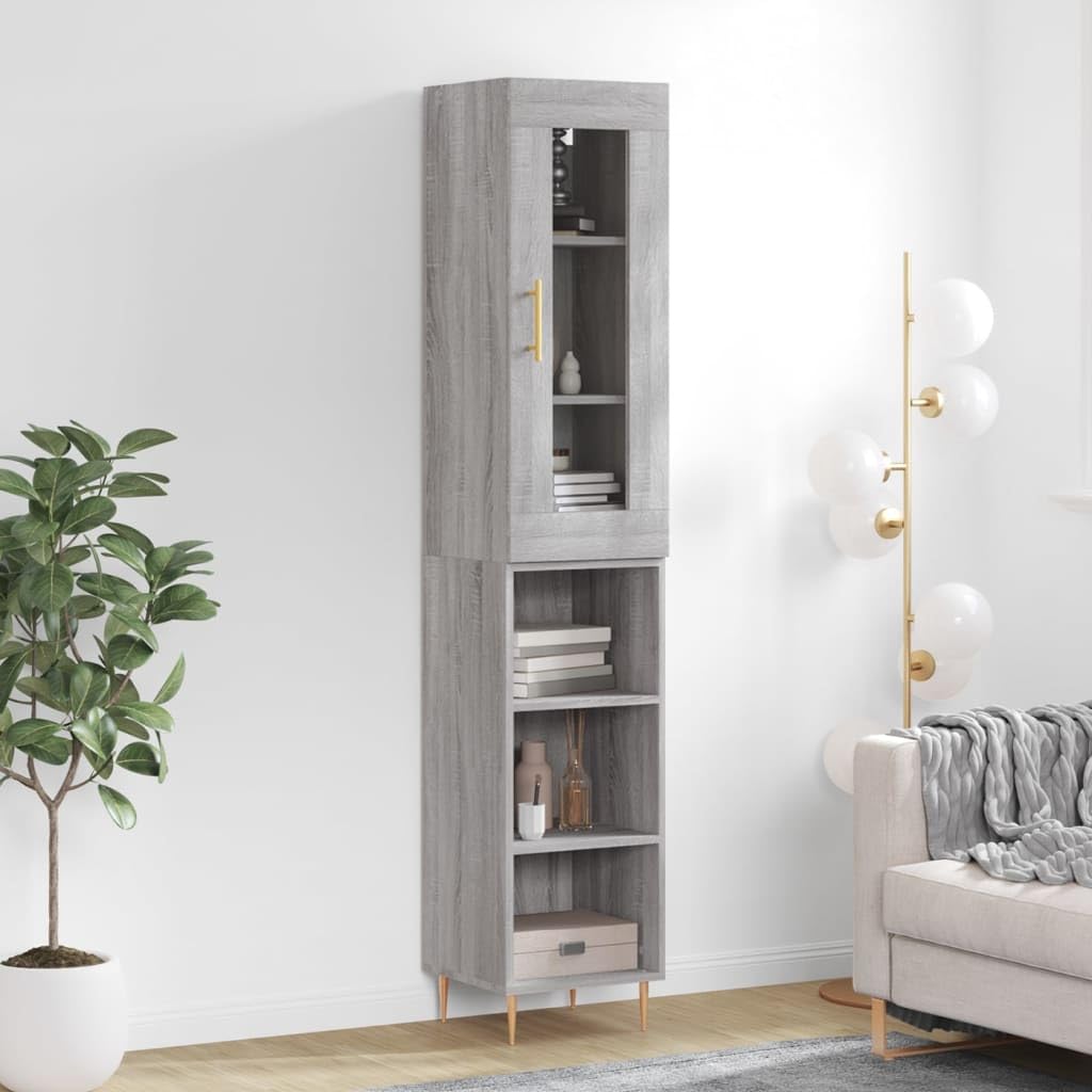 Aparador de almacenamiento para cocina, ahorra espacio, armario despensa, armario lateral, decoración de interiores, decoración para la casa, gris Sonoma, 34,5 x 34 x 180 cm