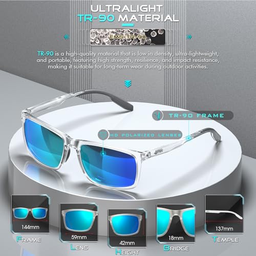Image of ATTCL Men's Polarized Sunglasses UV400 Protection, Square TR90 Frame for Driving, Golf, and Outdoor Activities