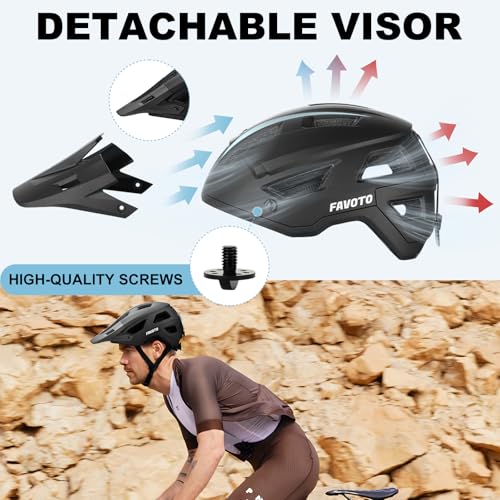 Image of Favoto Mountain Bike Helmet - Duall Shell Lightweight MTB Helmet Bicycle Helmet Adjustable for Adults Men Women Youth CPSC Certificated