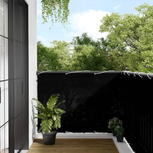 Keyroto Biombo de balcón, para balcón, cortinas de sol para exterior, biombo para balcón, color negro, 120 x 1000 cm, 100 % poliéster Oxford