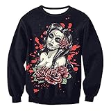 CapsA Mens Costumes Halloween,Unisex Funny Print Ugly Christmas Halloween Sweater Crewneck Long Sleeve Top Blouse