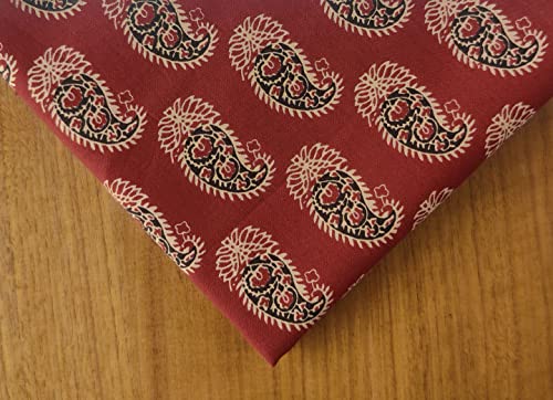 AVKA Studio Hand Block Print Fabric by The Yard PRECUT 3 Yards 42 inch Width 100% Cotton Material Teracotta Floral Pattern Li Terracota and Black