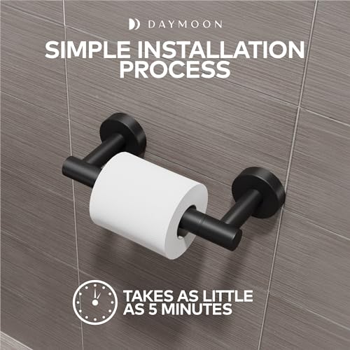 Day Moon Designs NL-BLACK Day Moon™ Matte Black Toilet Paper Holder - Black Toilet Paper Holder Wall Mount - Modern Toilet Paper Roll Holder Black Matte Toilet Paper Holder thumb #3